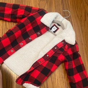Upset warm fleece lined flannel jacket